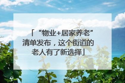 “物业+居家养老”清单发布，这个街道的老人有了新选择