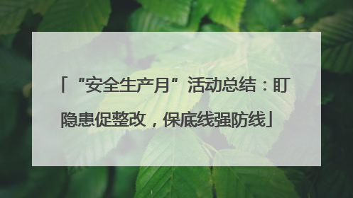 “安全生产月”活动总结：盯隐患促整改，保底线强防线