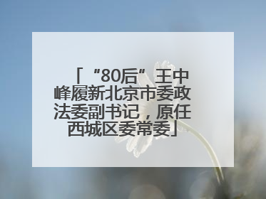 “80后”王中峰履新北京市委政法委副书记，原任西城区委常委
