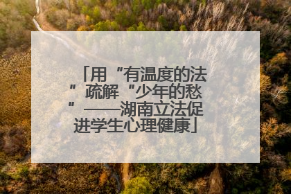 用“有温度的法”疏解“少年的愁”——湖南立法促进学生心理健康