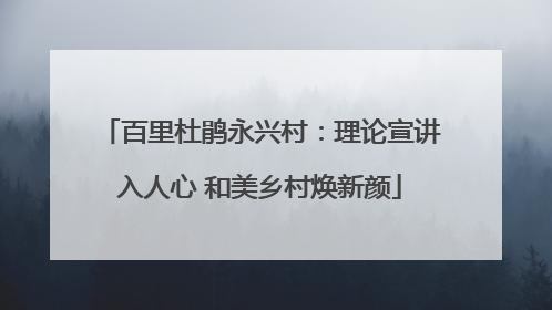 百里杜鹃永兴村：理论宣讲入人心 和美乡村焕新颜