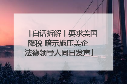 白话拆解丨要求美国降税 暗示施压美企 法德领导人同日发声
