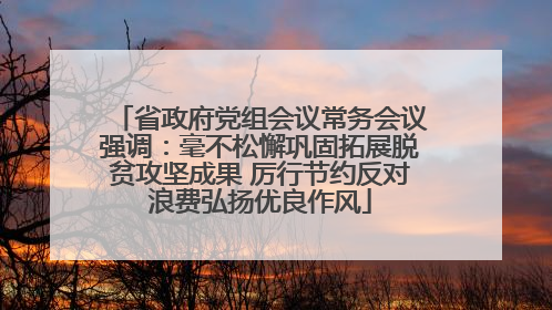 省政府党组会议常务会议强调：毫不松懈巩固拓展脱贫攻坚成果 厉行节约反对浪费弘扬优良作风