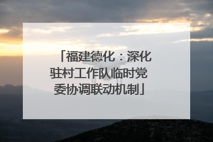 福建德化：深化驻村工作队临时党委协调联动机制