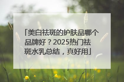 美白祛斑的护肤品哪个品牌好？2025热门祛斑水乳总结，真好用