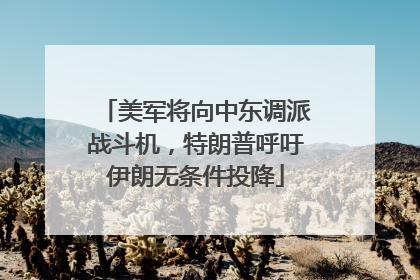 美军将向中东调派战斗机，特朗普呼吁伊朗无条件投降
