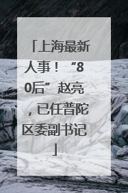 上海最新人事！“80后”赵亮，已任普陀区委副书记