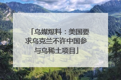 乌媒爆料:美国要求乌克兰不许中国参与乌稀土项目