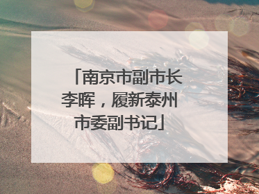 南京市副市长李晖，履新泰州市委副书记