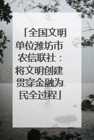 全国文明单位潍坊市农信联社：将文明创建贯穿金融为民全过程