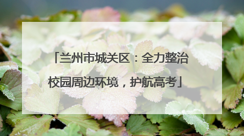 兰州市城关区：全力整治校园周边环境，护航高考