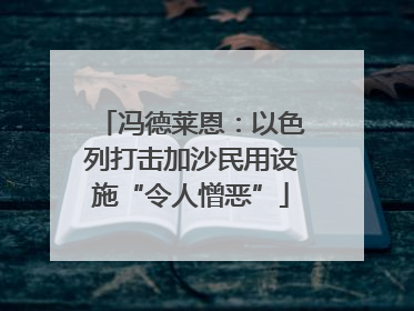 冯德莱恩：以色列打击加沙民用设施“令人憎恶”