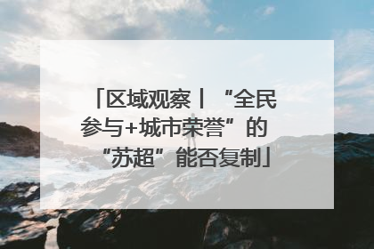 区域观察丨“全民参与+城市荣誉”的“苏超”能否复制