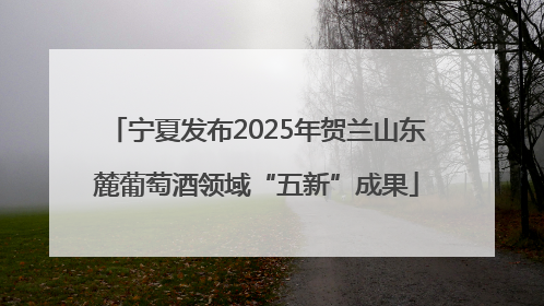 宁夏发布2025年贺兰山东麓葡萄酒领域“五新”成果