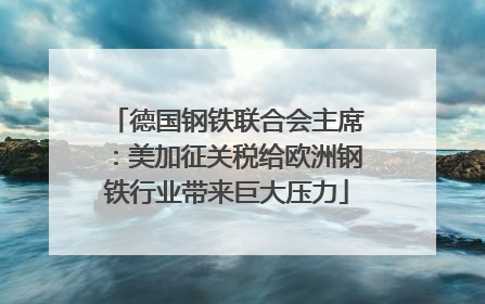 德国钢铁联合会主席：美加征关税给欧洲钢铁行业带来巨大压力