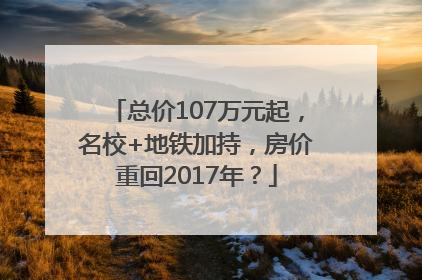 总价107万元起，名校+地铁加持，房价重回2017年？