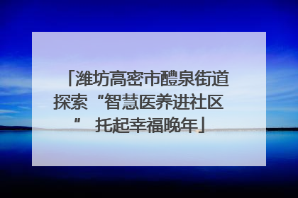 潍坊高密市醴泉街道探索“智慧医养进社区” 托起幸福晚年