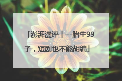 澎湃漫评丨一胎生99子，短剧也不能胡编