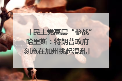 民主党高层“参战” 哈里斯：特朗普政府刻意在加州挑起混乱