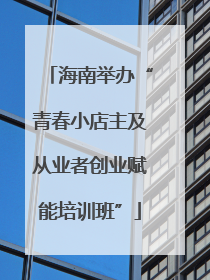 海南举办“青春小店主及从业者创业赋能培训班”
