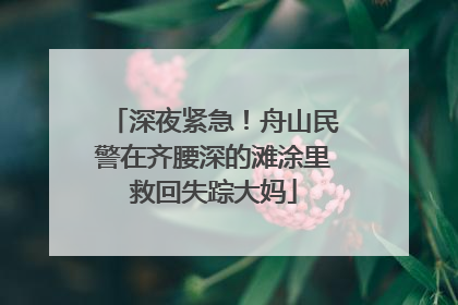 深夜紧急！舟山民警在齐腰深的滩涂里救回失踪大妈