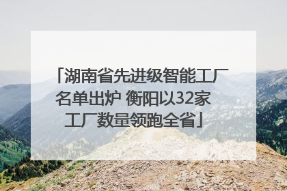 湖南省先进级智能工厂名单出炉 衡阳以32家工厂数量领跑全省