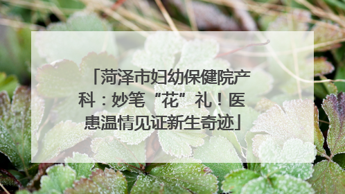 菏泽市妇幼保健院产科：妙笔“花”礼！医患温情见证新生奇迹