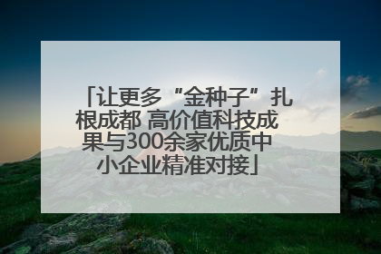 让更多“金种子”扎根成都 高价值科技成果与300余家优质中小企业精准对接