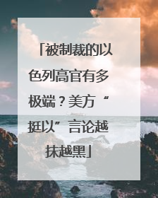 被制裁的以色列高官有多极端？美方“挺以”言论越抹越黑