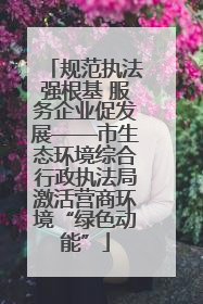 规范执法强根基 服务企业促发展——市生态环境综合行政执法局激活营商环境“绿色动能”