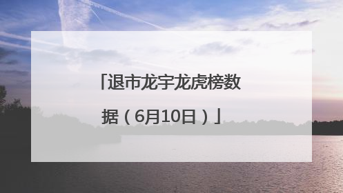 退市龙宇龙虎榜数据（6月10日）