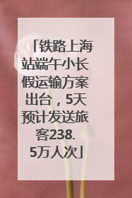 铁路上海站端午小长假运输方案出台，5天预计发送旅客238.5万人次