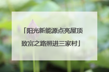 阳光新能源点亮屋顶 致富之路照进三家村