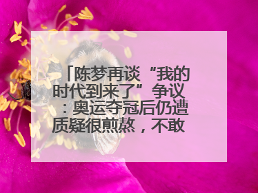 陈梦再谈“我的时代到来了”争议：奥运夺冠后仍遭质疑很煎熬，不敢再这么说了