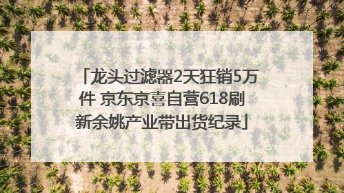 龙头过滤器2天狂销5万件 京东京喜自营618刷新余姚产业带出货纪录