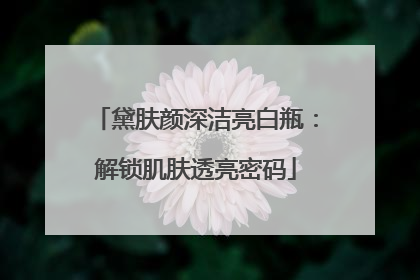 黛肤颜深洁亮白瓶：解锁肌肤透亮密码