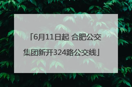 6月11日起 合肥公交集团新开324路公交线