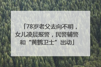 78岁老父去向不明，女儿凌晨报警，民警辅警和“黄鹤卫士”出动